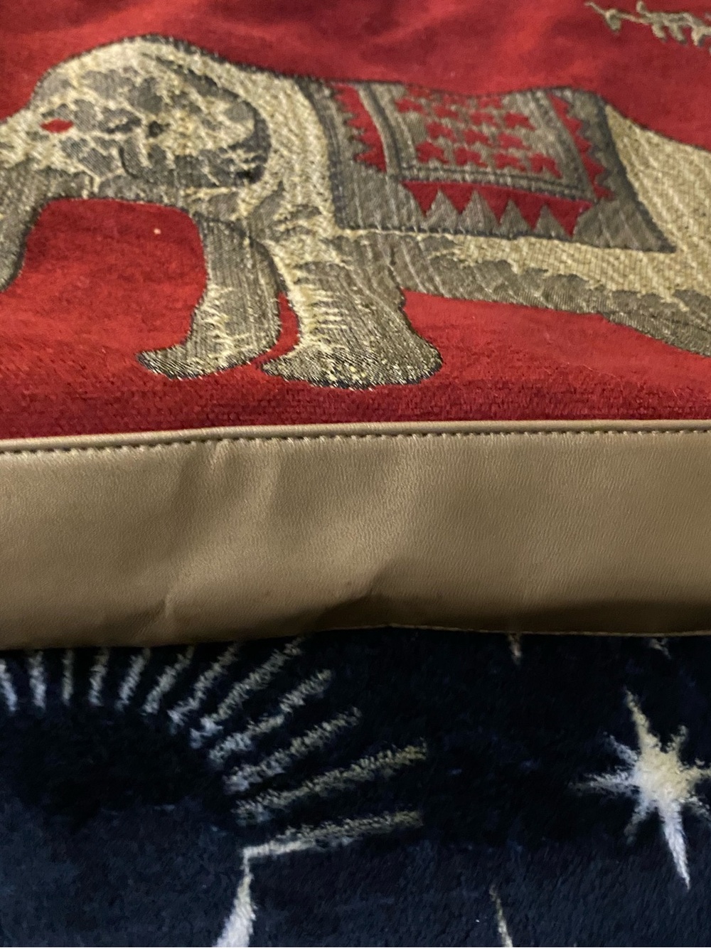 Embroidered Red Elephant Tote Bag - Picture 3 of 4